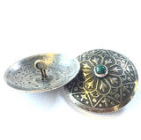 Silver Desert Lily 1.25" w. 'Malachite' Shank-Back Southwest Button  #SW-49