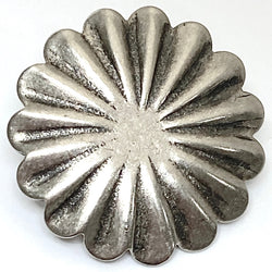 Santa Fe Daisy 1" Scallop-Edge Button, Silver Color Shank Back # SW-247
