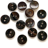 TEN Dark Brown Shell, 7/16" Espresso, 11mm Shiny 2-Hole, Pack of 10 Buttons  #23-111