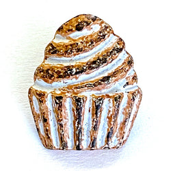 Cupcake Button Copper/White Metal 11/16". #SWC-72