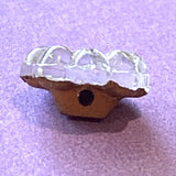 Tiny Vintage Mirror Glass, Clear Plump Flower Buttons, Shank Back, 3/8" / 10mm, #SK- 758