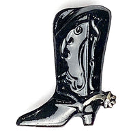 SALE Black Western Boot Shiny Metal Button, Hand Painted, Shank Back, USA, 3/4" Susan Clarke