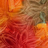 Exceptional Bright Orange Floral Fukureori Kimono Silk Pieces, 14" x 26"   #3806