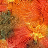 Exceptional Bright Orange Floral Fukureori Kimono Silk Pieces, 14" x 26"   #3806