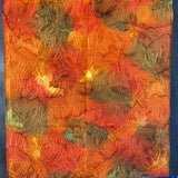 Exceptional Bright Orange Floral Fukureori Kimono Silk Pieces, 14" x 26"   #3806