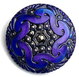 Purple/Indigo/Black Handpainted Czech Glass Button 1", Susan Clarke #SC-283-B