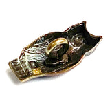 Running Low, Owl Button, Tiny Metal 1/2" Artisan Button with Shank Back, by Susan Clarke