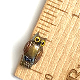 Running Low, Owl Button, Tiny Metal 1/2" Artisan Button with Shank Back, by Susan Clarke