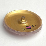 Peachy Pink Czech Glass Handpainted Button 1-5/8", Susan Clarke  #SC278B