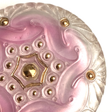 Peachy Pink Czech Glass Handpainted Button 1-5/8", Susan Clarke  #SC278B