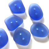 Periwinkle-Sapphire Tumbled Silky Glass "Seaglass" Button, 3/4" -7/8"