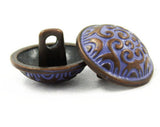 Small Purple and Copper Scrollwork Button 5/8"  #SWC-41