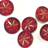 Red Ruby + Copper Star Flower Button, 11/16"  #CZ 010