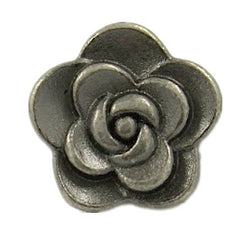 Tiny Gray-Silver Rose Button - 5/16"  #SWC-89