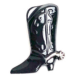 Black Boot Shiny Metal Button, Hand Painted, Shank Back, USA, 3/4"