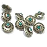 Blue Bead Mountain Concho Button w. 'Turquoise' Shank Back, Nickel Silver 5/8" #SW-36