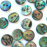 SEVEN Abalone 7/16" Vivid Greens/Blues Buttons 11mm. Pack of 7   #SK-2257