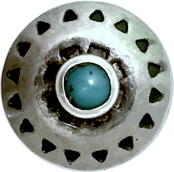 Blue Bead Mountain Concho Button w. 'Turquoise' Shank Back, Nickel Silver 5/8" #SW-36
