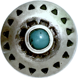 Blue Bead Mountain Concho Button w. 'Turquoise' Shank Back, Nickel Silver 5/8" #SW-36