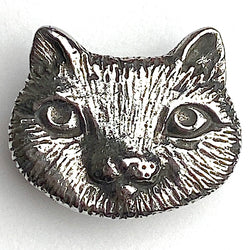 Cat Button, 7/8" Pewter from Green Girl Studios, Kitty  #G345