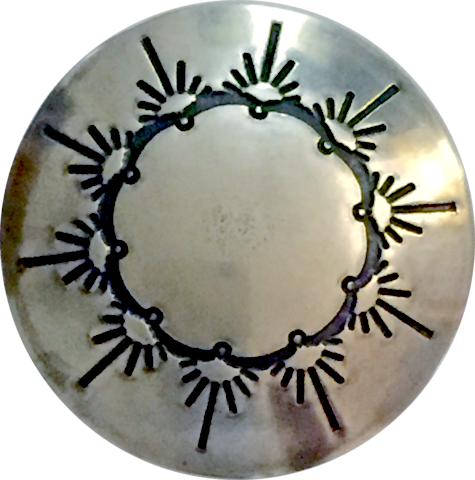 LAST ONE, Southwest Ten Sunrises Shank Back Silver Button 1/2" #WN42