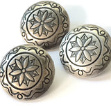 Concho Style Button, 7/8" Nickel Silver Flower + Hills, Shank Back #SW-19