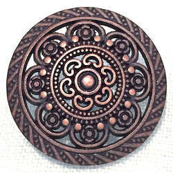 Copper/Light Burgundy/Black Lacy Metal 7/8" Button, Shank Back #SWC-27