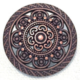 Copper/Light Burgundy/Black Lacy Metal 7/8" Button, Shank Back #SWC-27