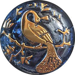 Sapphire-Indigo Peacock Czech Glass Button, 22mm  7/8" # CZ 247
