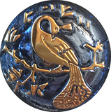 Sapphire-Indigo Peacock Czech Glass Button, 22mm  7/8" # CZ 247