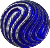 Yin Yang Sapphire Silver Paisley Czech Glass 18mm / 3/4"  # CZ 219