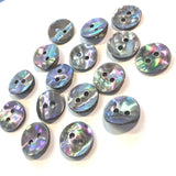 Last Ones, Dancing Platinum Rainbow Shell 1/2" Buttons, 2-Hole Pack of 12   #23-620