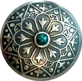 Silver Desert Lily 1.25" w. 'Malachite' Shank-Back Southwest Button  #SW-49