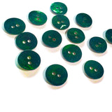Re-Stocked, 11/16" Dark Emerald Green Pearl MOP Shell 2-hole 18mm Button, Per Button   #975-D