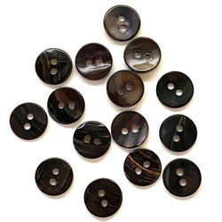 TEN Dark Brown Shell, 7/16" Espresso, 11mm Shiny 2-Hole, Pack of 10 Buttons  #23-111