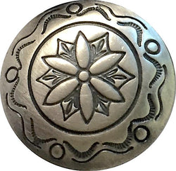 Concho Style Button, 7/8" Nickel Silver Flower + Hills, Shank Back #SW-19