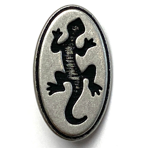 Gecko Buttons SALE Lizard Oval Button, Southwest Silver/Black Shank Back 1