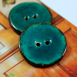 Dark Turquoise Blue Shiny Coconut 1" 2-Hole Button  #SWC-113