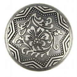 RUNNING LOW, Hibiscus Silver-Gray Metal Button 3/4" Shank Back  #SWC-22