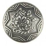 RUNNING LOW, Hibiscus Silver-Gray Metal Button 3/4" Shank Back  #SWC-22