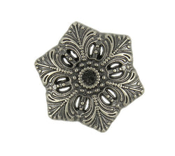 Silver & Black Snowflake Button 3/4"  #SWC-49
