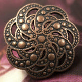 Copper+ Black, Seven Scallop-Swirls. 3/4" Metal Button #SWC-15