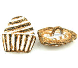 SALE - Cupcake Button Copper/White 11/16", Shank Back Metal #SWC-72