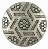 SALE Flowers & Hexagons Gunmetal Button 13/16"  #SWC-26