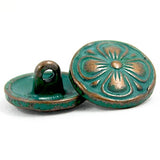 Green/Coppery Gold Desert Rose Clover Flower Button 5/8"  #SWC-11