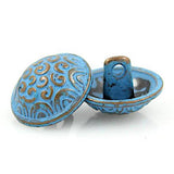Small Blue and Copper Scrollwork Button 5/8"  #SWC-43
