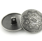 RUNNING LOW, Hibiscus Silver-Gray Metal Button 3/4" Shank Back  #SWC-22
