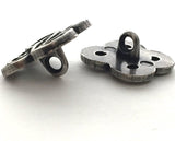 Silver and Black Rustic Clover Square button 5/8". #SK-948