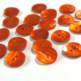 Re-Stocked, 1/2" Bright Orange Pearl Shell 2-hole 13mm, Per Button, 117-D