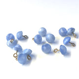 PACK OF 3, Blue 'Moonstone' Glow, Vintage Glass Buttons, Shank Back, 5/16"  #GL-363